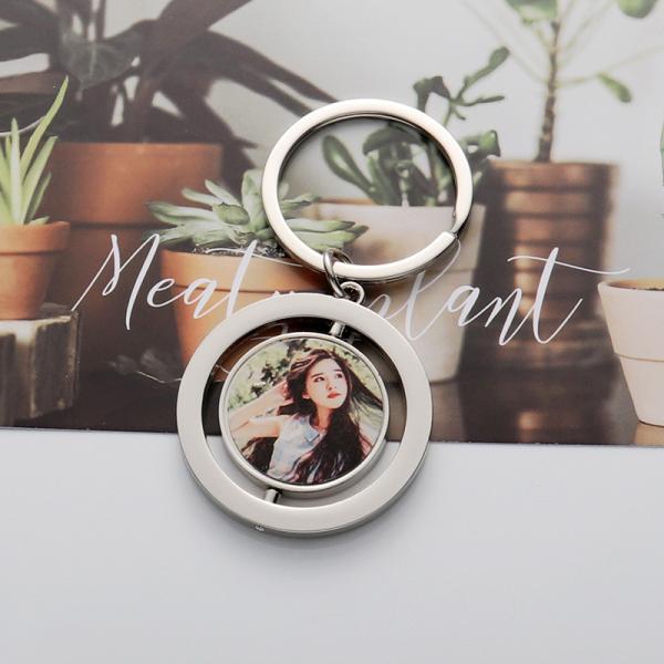 Round Rotary Doule-Sided Sublimation Keychain DIY Photo Printing Key Chain By Sublimation