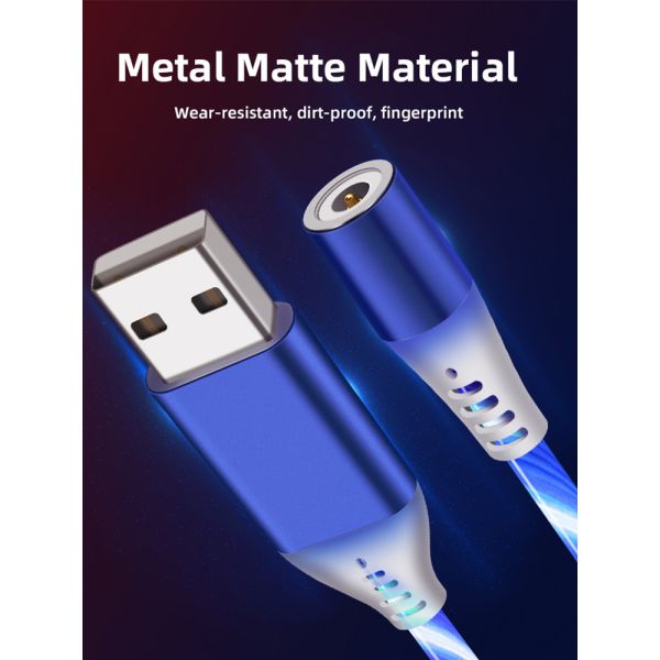 Focuses RoHs LED Magnetic 3 In 1 USB Charging Cable 360 Rotation