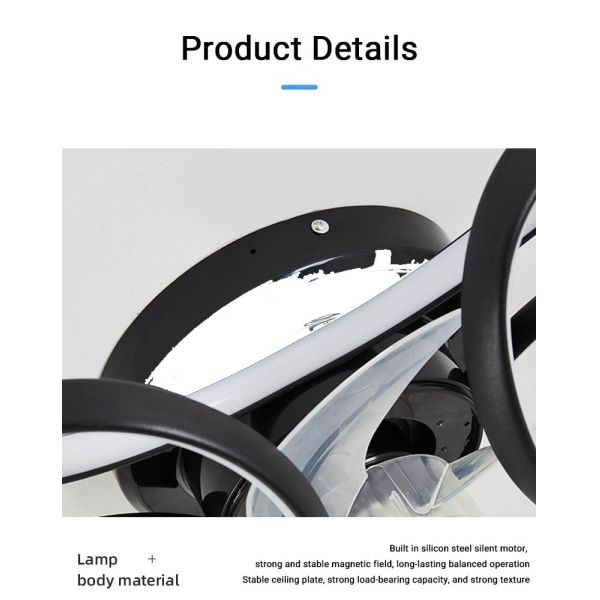 220V Acrylic Tri-Color Changing Ceiling Fan Light for Bedroom and Living Room