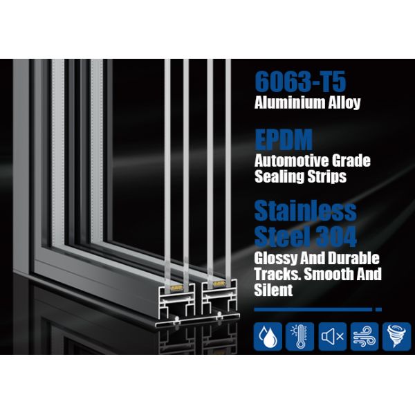 Interior Room Partition Sliding Doors Aluminum Panoramic Slim Frame