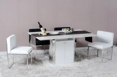 Modern Dining Room Furniture,Stainless Steel/Marble Storage Dining Table