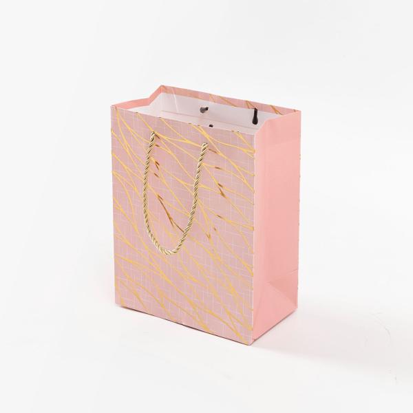 Gold Foil Deep Embossed Paper Gift Bags For Festivals Gifting Business Favors