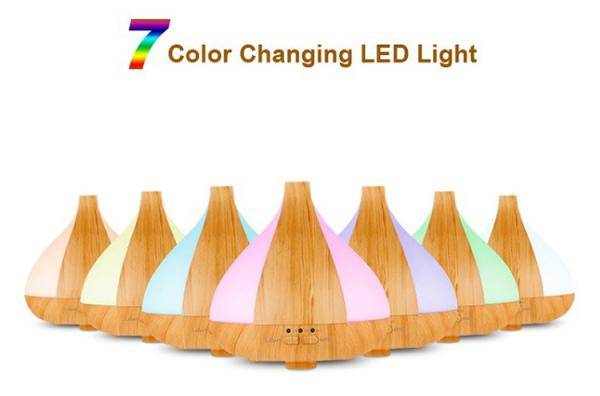 220ml Wood Grain Aromatherapy Diffuser With 7 Colors Fog Lamp