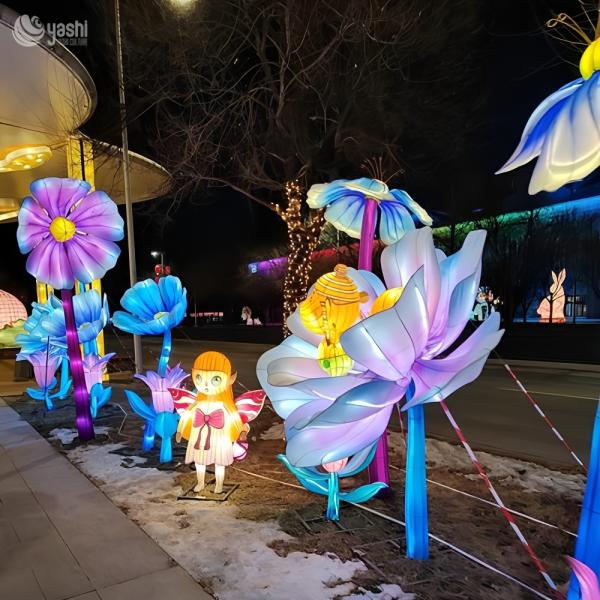 Garden Decoration Zigong Lantern Chinese Festival Glowing Peony Sculptures