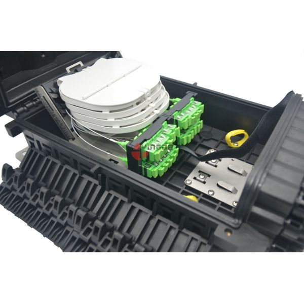 GPON FDB Inline 96 Cores PP Black 24 Ports SC Optical Fiber Splitter Access Terminal Closure