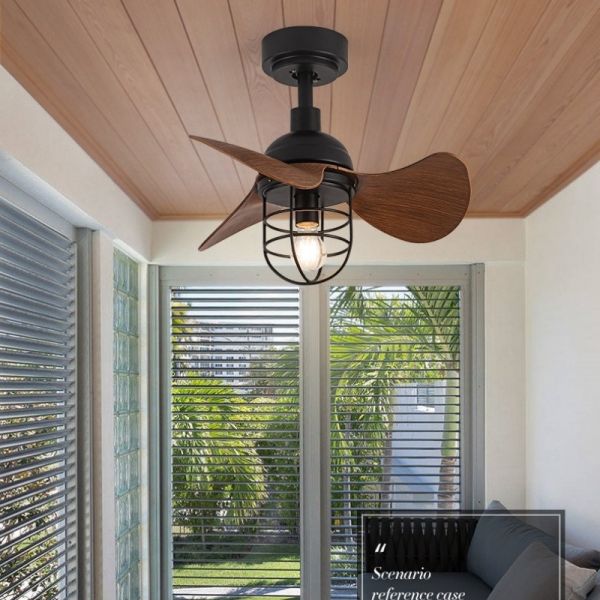 Low Floor Energy-saving Light With Fan Industrial Wood LED Ceiling Fan Light With Remote Control (WH-VLL-38)