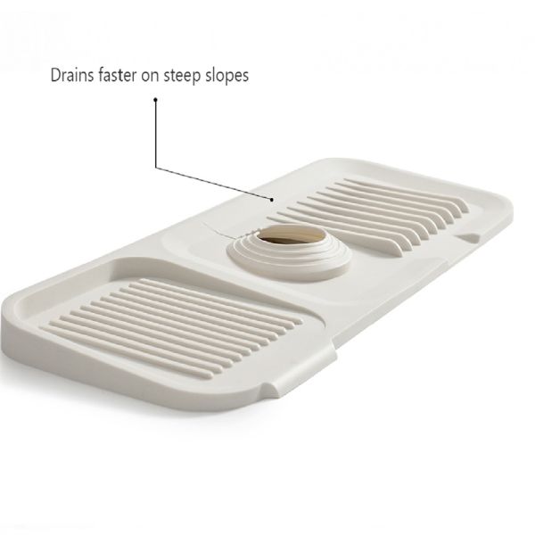 Waterproof Silicone Bottom Mat for Bathroom and Kitchen Countertop Faucet Light Gray