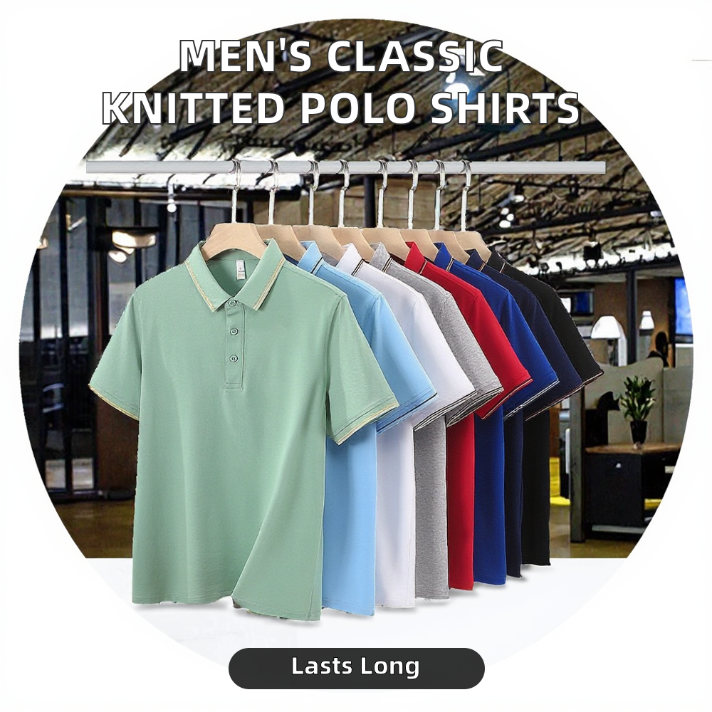 Men's Casual Short-Sleeved for Polo Shirts New Design Classic Fashionable Knitted Style Custom Logo Oversized for Business Use