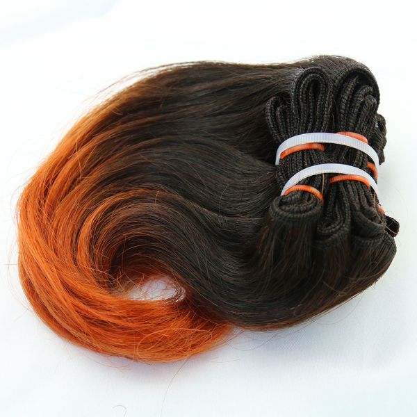 Short Hair Indian Human Hair Ombre Color Snail Curl Hair Weaves