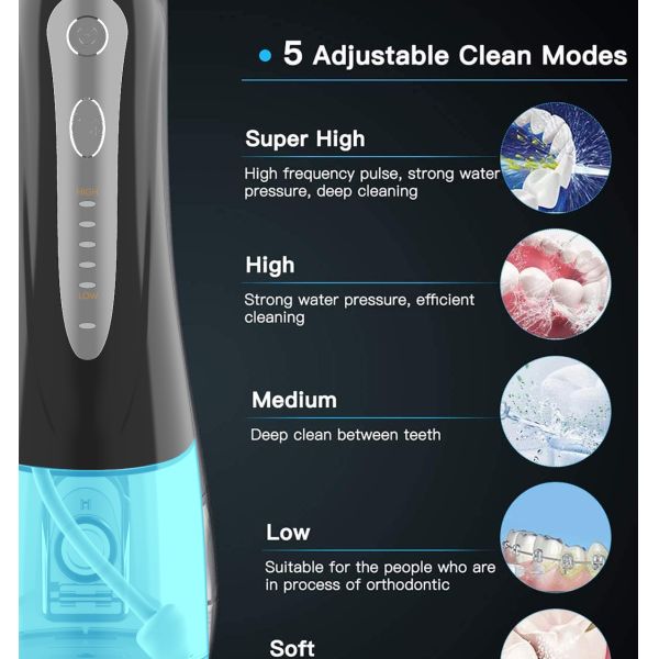 IPX7 Waterproof Rechargeable Water Pick Electric Teeth Cleaning Dental Oral Irrigator