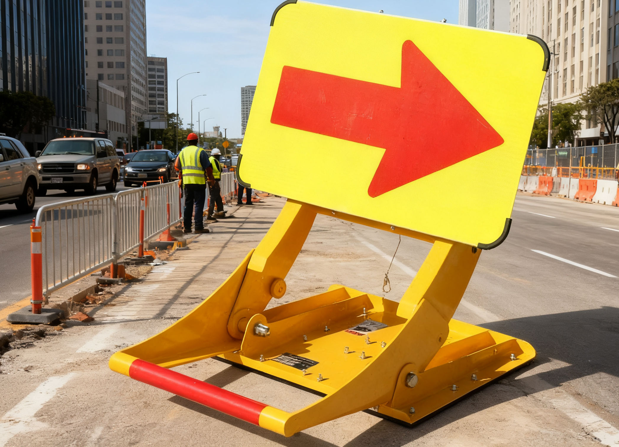 13.4kg Foldable Mobile Vehicle Barrier with Electrostatic Spray Coating for Urban Road Safety