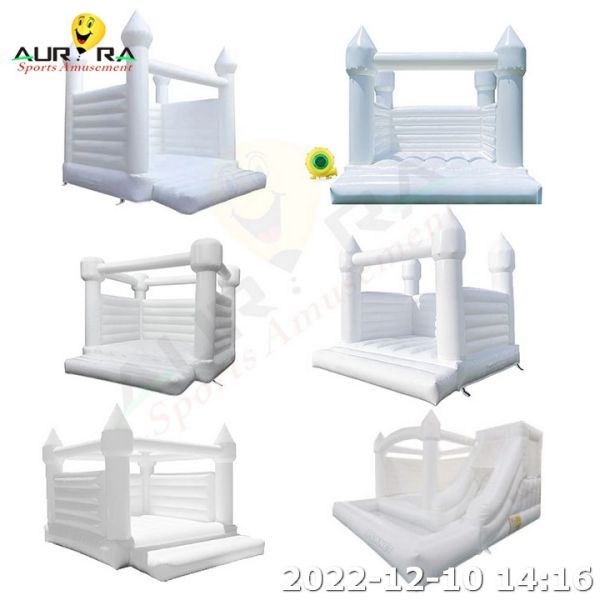 Water Slide Bounce House Inflatable Customized All White Moonwalk Bounce House