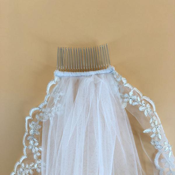 36 Embroidery Sliver Cord lace   Ivory/White Bridal Veil  Wedding Accessories