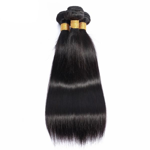 Double Drawn Peruvian Straight Hair Body Wave No Tangling Natural Black