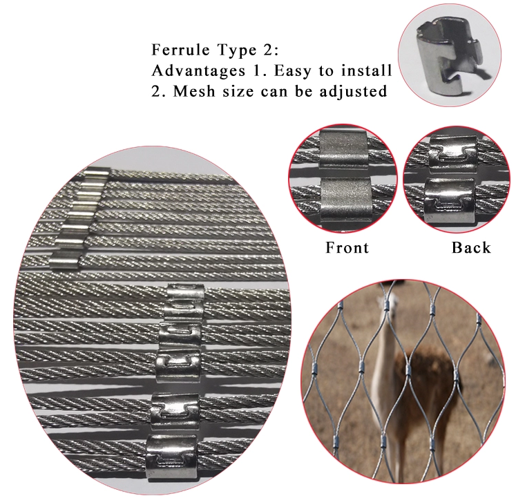Malla inoxidable de la cuerda de alambre de acero del diamante 60*60m m de Inoxidable