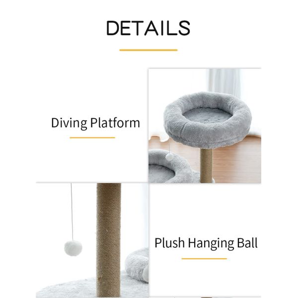 Upgrade Your Cat's Play Area with Our Gray Cat Tree Tower and Scratching Post