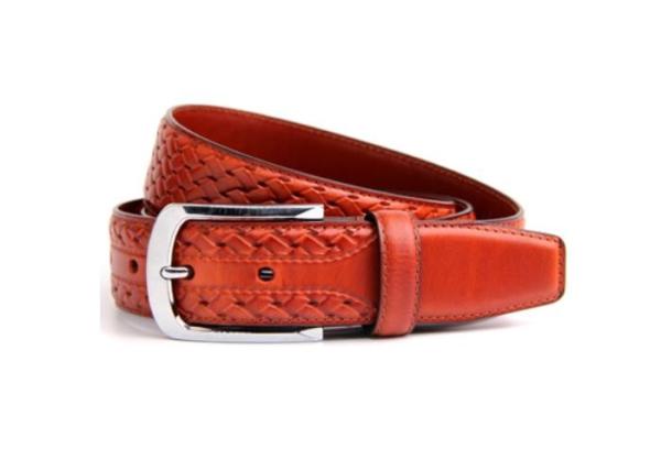 Handmade 3.5CM Mens Embossed Leather Belt For Jeans Slacks