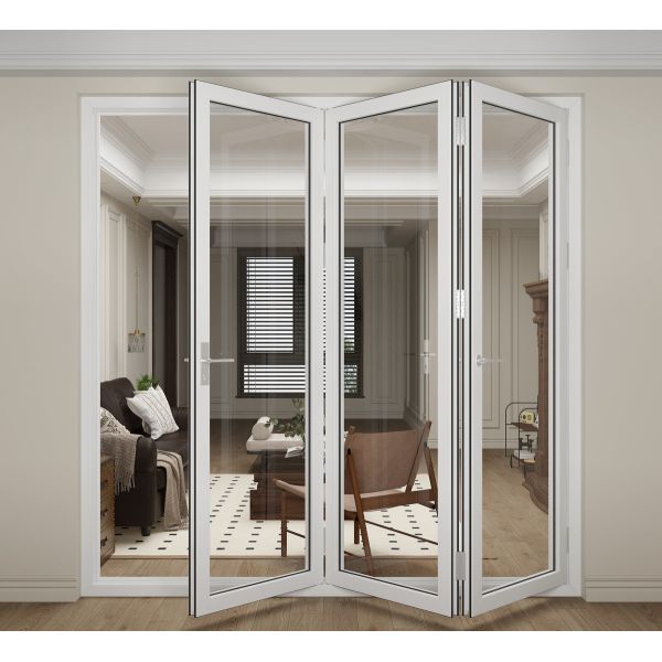 EPDM Gasket Aluminum Folding Doors With Silicone Sealant And Aluminum Alloy Hollow Toughened Glass