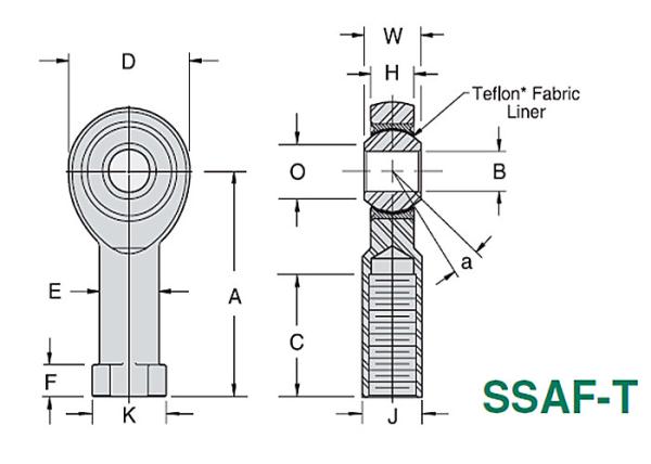 As extremidades de Rod de aço inoxidável PTFE de 3 partes alinharam SSAM - T/SSAF - precisão de T