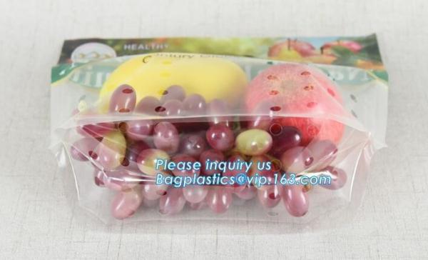 slider k fruit bag with air holes for grape packaging bag, Stand up slider zipper fruit picking bag for apple, Fac