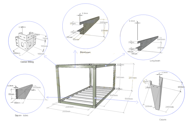 Ready To Ship Fast Installation 20ft Detachable Assemble Container House for laber camp use