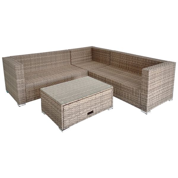 Set of 4 Wide Rattan Metal Frames Hot Sale Garden Furniture Set with Storage Table