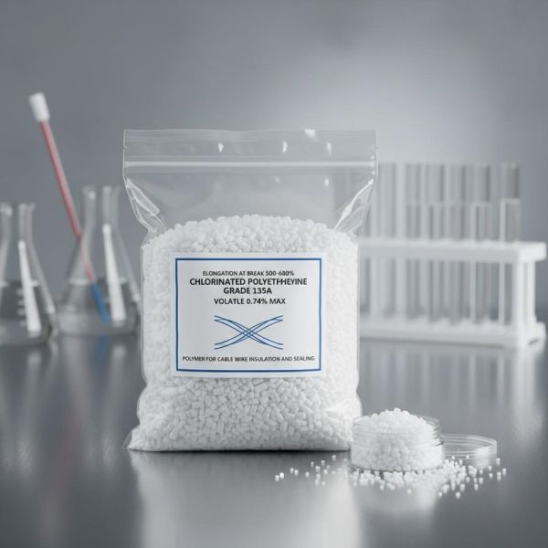 Elongation At Break 500-600 Percent Chlorinated Polyethylene Grade 135A Volatile 0.74 Percent Polymer for Cable Wire Insulation and Sealing