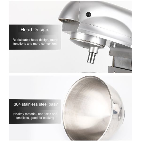 Silver 1000W Stand Mixers 5 Quart Stainless Steel 5 Liter