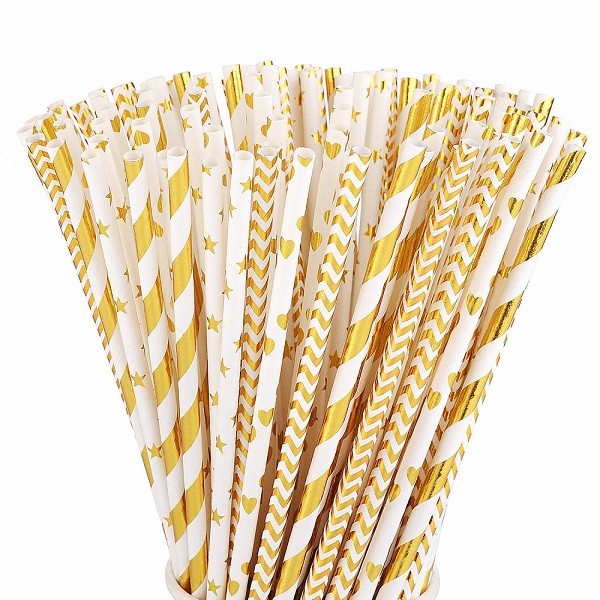 Portable Recyclable Metallic Paper Straws Customized Printed CE Certificated