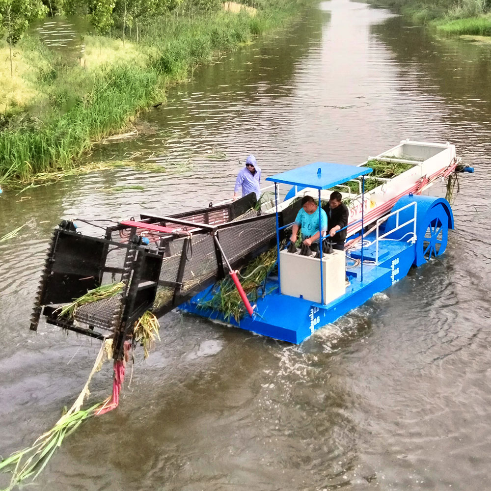 Stainless Steel Hydraulic Trash Skimmer Boat High Efficiency Customizable Aquatic Plant Harvester