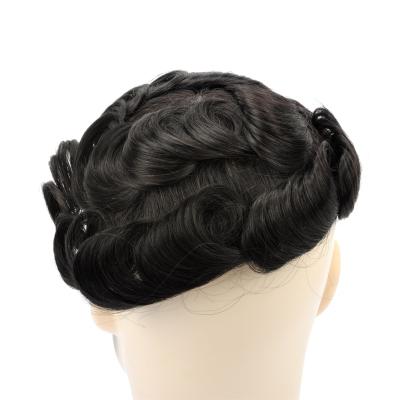 Doubles nœuds dans les cheveux lisses texture cheveux humains Toupe pour homme