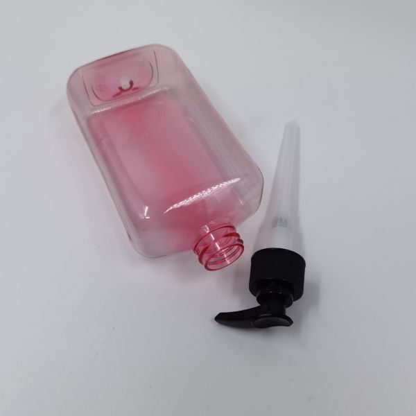 500ml Flat Plastic Cosmetic Bottles With Black Lotion Pump Shampoo Hand Wash Container