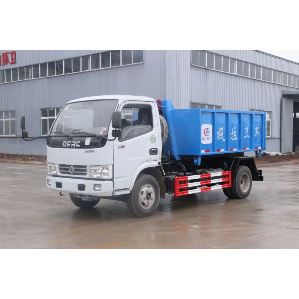China Dongfeng 4cbm Roll off Refuse Collector Truck Hook Lift Garbage Truck