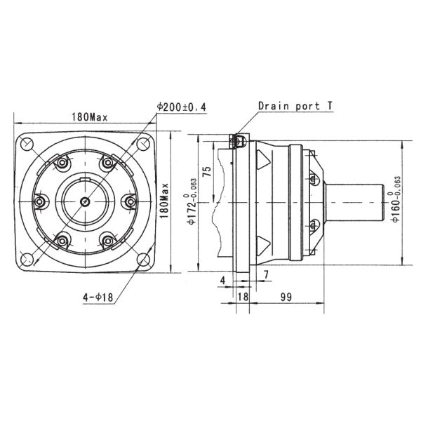 Shaft 40mm OMTW315 151B3033 high torque hydraulic motor For Forestry Engines