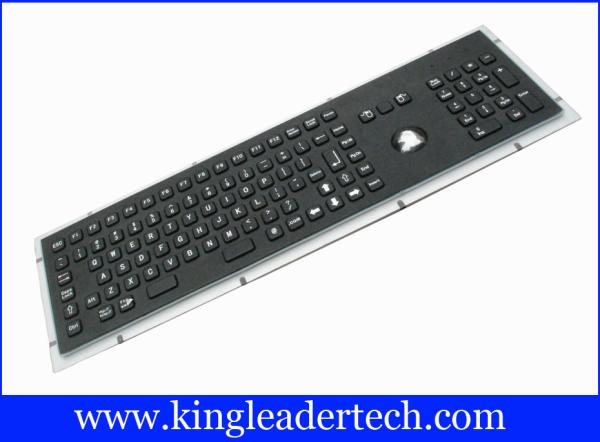 103 Keys Kiosk Black Metal Keyboard With Trackball For Panel Mount