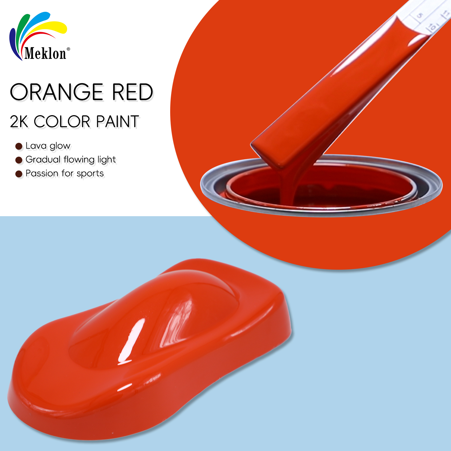 High coverage &UV Weather Resistant 223 Orange Red 1K Solid Auto Refinish Yellow Red Base Automotive Repair Paint