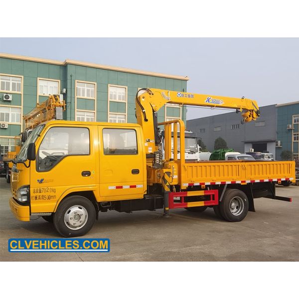 ISUZU 600P 130hp  Powerful Crane Truck 3500kg Crew Cabin 4X2 3 Arm