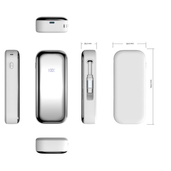 Multi Device Power Bank Fast Charging Powerbank 10000mAh With Retractable Type C Cable