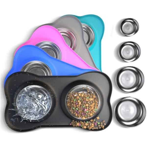 Food Water Dog Food Bowls With Skid Resistant Silicone Mat