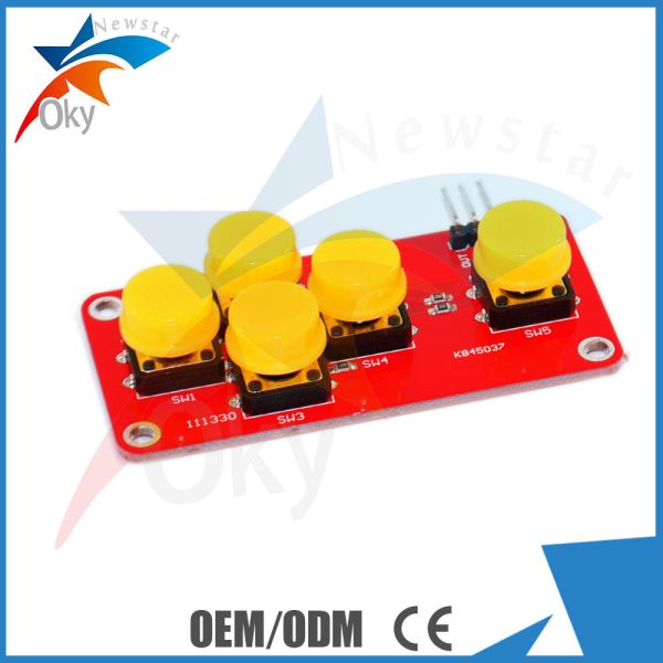 Black + Yellow Arduino Bluetooth Module 5-Key Keyboard Module