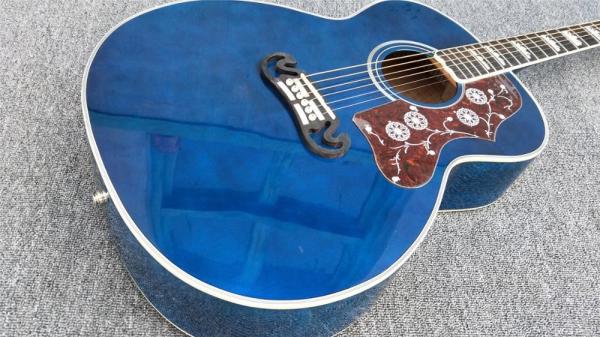 Top quality Gibson Blue G200 classic acoustic guitar,Golden Hardware,Solid Sprue top,Factory Custom Maple body guitar