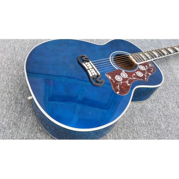 Top quality Gibson Blue G200 classic acoustic guitar,Golden Hardware,Solid Sprue top,Factory Custom Maple body guitar