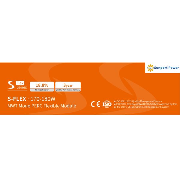 170W - панели солнечных батарей панелей солнечных батарей ориентированные на заказчика MWT 180W Sunport гибкие тонкие