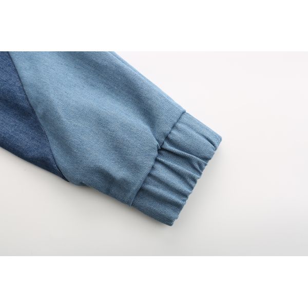 Contrast Sleeves Cotton Zip Through Youth 12oz Womens Short Jean Jacket