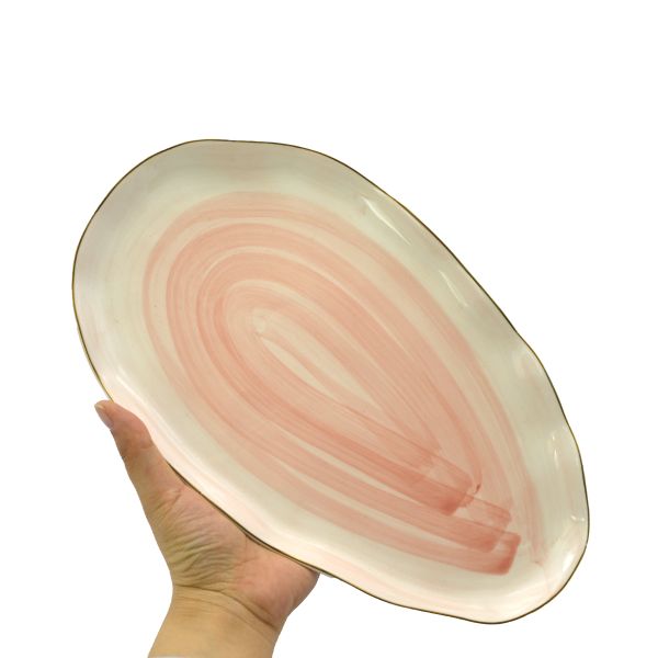 Ceramic Fish Plate for Serving Fruit Salad Pasta Main Course Dishwasher and Microwave Safe Irregular Shape