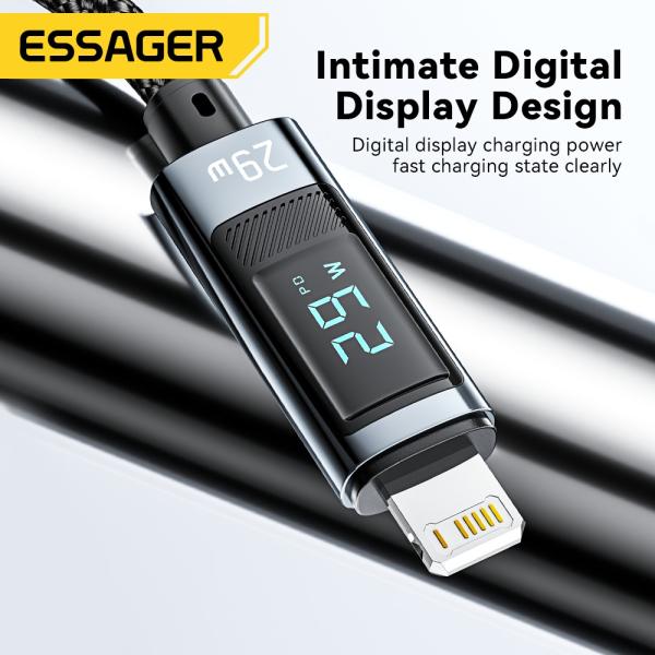 ESSAGER ES-X47 1m 2m PD29W ワイヤレス 帯状 携帯USB C ライトニングケーブル 急速充電