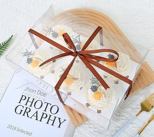 12 Holes Transparent Cupcake Box Kraft Paper Cake Box/Container for Regular Supply