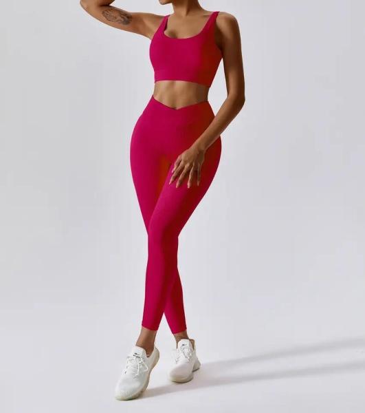                  Running Training Fitness Wear Womens Gym Bra Leggings High Waist Seamless 5 Piece Yoga Set             