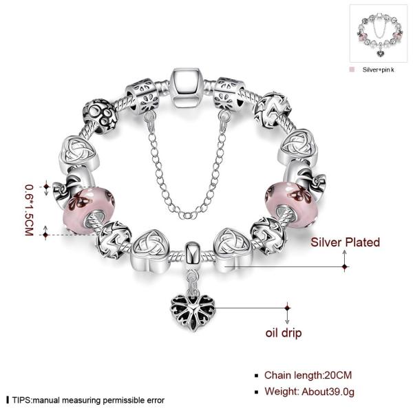 SJ Wholesale Vogue Vintage Alloy Jewelry Fantasy Ethnic Style Heart Shape Magnet Buckle Chain Handmade Glaze Bead Bracel
