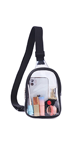 Clear Sling Bag, Stadium Approved Clear Bag, Transparent Chest Daypack for Hiking, Stadium or Concerts